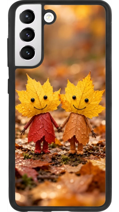 Coque Samsung Galaxy S21 FE 5G - Silicone rigide noir Autumn 26 Couple of leaves