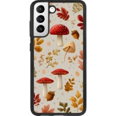 Samsung Galaxy S21 FE 5G Case Hülle - Silikon schwarz Autumn 26 Mushrooms and leaves