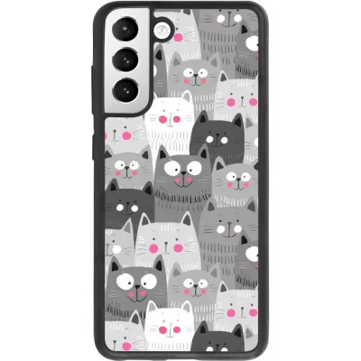 Coque Samsung Galaxy S21 FE 5G - Silicone rigide noir Chats gris troupeau