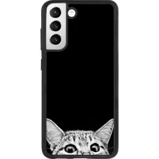 Coque Samsung Galaxy S21 FE 5G - Silicone rigide noir Cat Looking Up Black