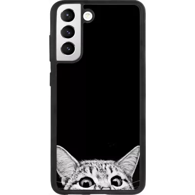 Coque Samsung Galaxy S21 FE 5G - Silicone rigide noir Cat Looking Up Black