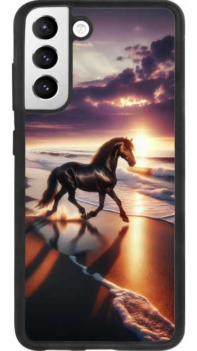 Samsung Galaxy S21 FE 5G Case Hülle - Silikon schwarz Pferd majestätisch Strand