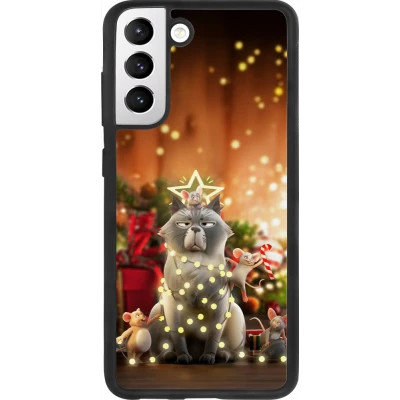 Coque Samsung Galaxy S21 FE 5G - Silicone rigide noir Christmas 25 Xmas Cat