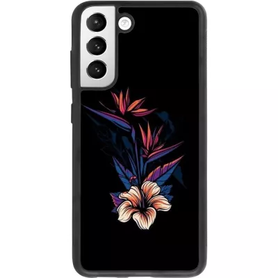 Coque Samsung Galaxy S21 FE 5G - Silicone rigide noir Dark Flowers