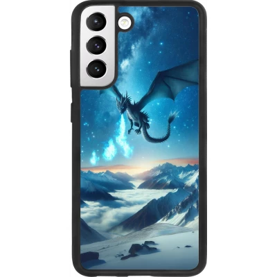 Coque Samsung Galaxy S21 FE 5G - Silicone rigide noir Dragon nocturne montagne