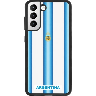 Coque Samsung Galaxy S21 FE 5G - Silicone rigide noir Maillot de football Argentine 2026 personnalisable