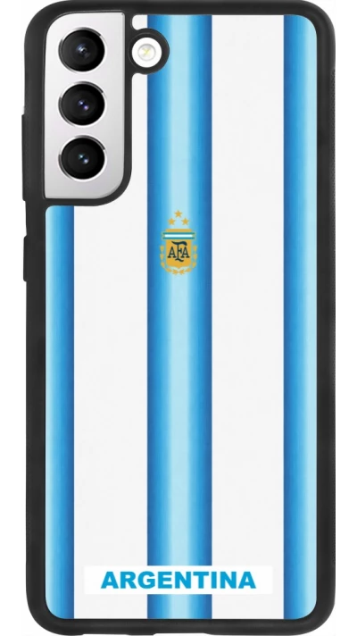 Coque Samsung Galaxy S21 FE 5G - Silicone rigide noir Maillot de football Argentine 2026 personnalisable