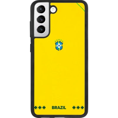 Coque Samsung Galaxy S21 FE 5G - Silicone rigide noir Maillot de football Bresil 2026 personnalisable