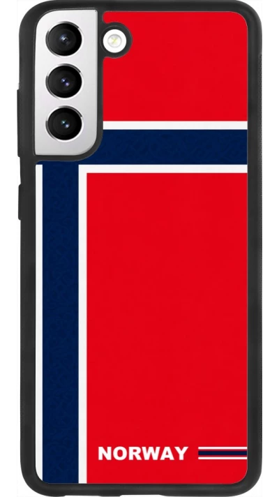 Coque Samsung Galaxy S21 FE 5G - Silicone rigide noir Maillot de football Norvège 2026 personnalisable
