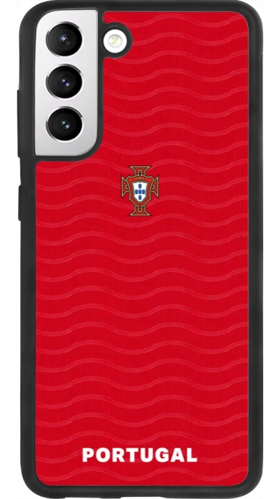 Coque Samsung Galaxy S21 FE 5G - Silicone rigide noir Maillot de football Portugal 2026 personnalisable