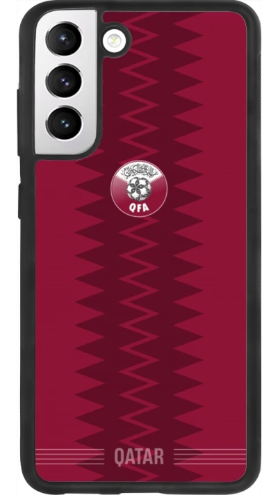 Coque Samsung Galaxy S21 FE 5G - Silicone rigide noir Maillot de football Qatar 2026 personnalisable