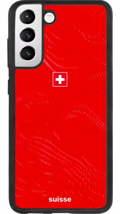 Coque Samsung Galaxy S21 FE 5G - Silicone rigide noir Maillot de football Suisse 2026 personnalisable