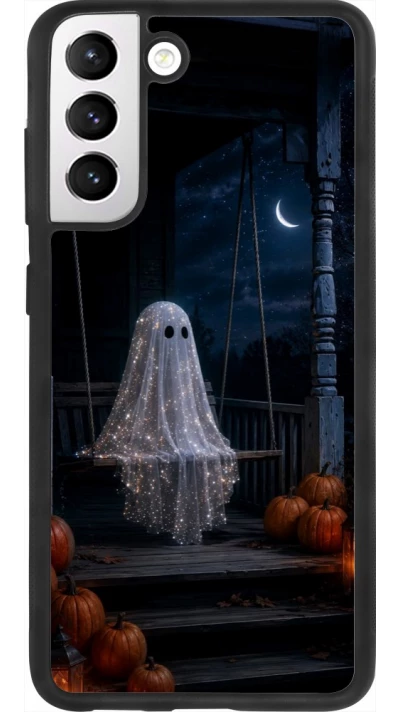 Coque Samsung Galaxy S21 FE 5G - Silicone rigide noir Halloween 2026 Ghost on a swing