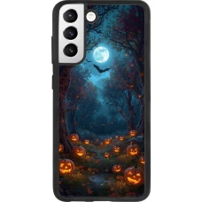 Coque Samsung Galaxy S21 FE 5G - Silicone rigide noir Halloween 2026 Road of Pumpkins