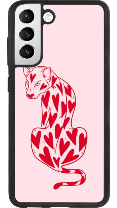 Coque Samsung Galaxy S21 FE 5G - Silicone rigide noir Leopard with hearts 2026