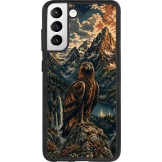 Samsung Galaxy S21 FE 5G Case Hülle - Silikon schwarz Linocut Steinadler