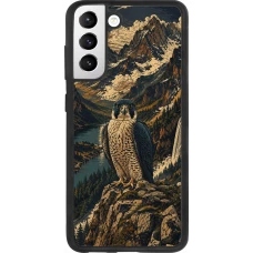 Coque Samsung Galaxy S21 FE 5G - Silicone rigide noir Linocut Faucun pèlerin