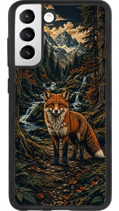 Coque Samsung Galaxy S21 FE 5G - Silicone rigide noir Linocut Renard