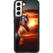 Coque Samsung Galaxy S21 FE 5G - Silicone rigide noir Majestic Sunset Horse