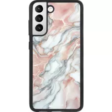 Samsung Galaxy S21 FE 5G Case Hülle - Silikon schwarz Rosa Leuchtender Marmor
