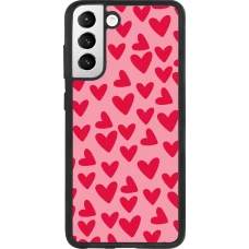 Coque Samsung Galaxy S21 FE 5G - Silicone rigide noir Mom 2024 petits coeurs