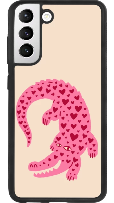 Coque Samsung Galaxy S21 FE 5G - Silicone rigide noir Pink crocodile 2026