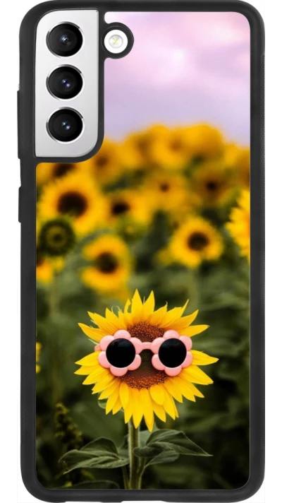 Coque Samsung Galaxy S21 FE 5G - Silicone rigide noir Sunflower with glasses Spring 2026