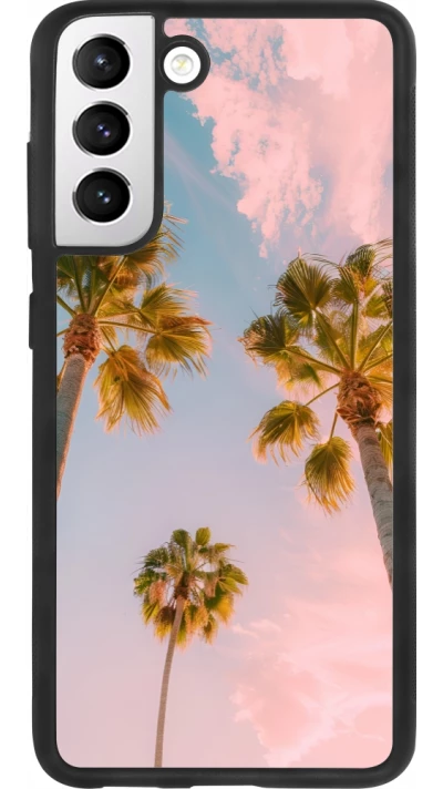 Coque Samsung Galaxy S21 FE 5G - Silicone rigide noir Summer 2025 Palmiers