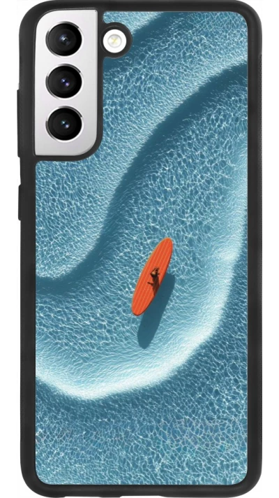 Coque Samsung Galaxy S21 FE 5G - Silicone rigide noir Orange surf Summer 2026
