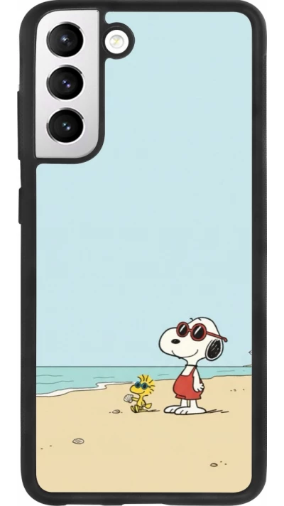 Coque Samsung Galaxy S21 FE 5G - Silicone rigide noir Snoopy on the beach Summer 2026