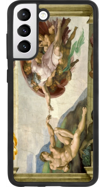 Coque Samsung Galaxy S21 FE 5G - Silicone rigide noir Tableau art - La Création d’Adam - Michel-Ange