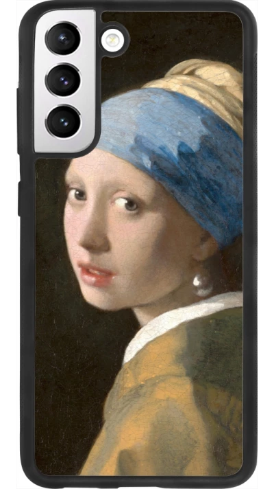 Coque Samsung Galaxy S21 FE 5G - Silicone rigide noir Tableau art - La Jeune fille à la perle - Johannes Vermeer