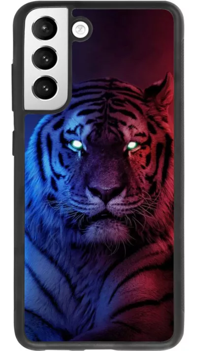 Coque Samsung Galaxy S21 FE 5G - Silicone rigide noir Tiger Blue Red