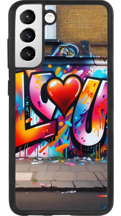 Samsung Galaxy S21 FE 5G Case Hülle - Silikon schwarz Valentin 2025 Liebe U Tag