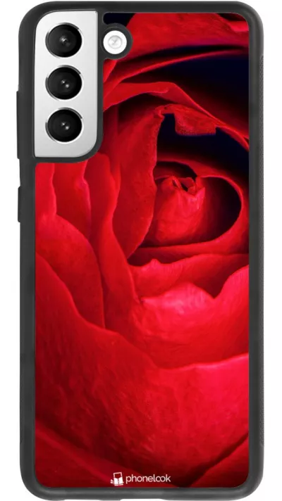 Coque Samsung Galaxy S21 FE 5G - Silicone rigide noir Valentine 2022 Rose