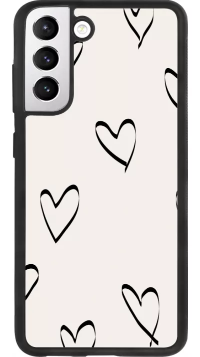 Samsung Galaxy S21 FE 5G Case Hülle - Silikon schwarz Valentine 2023 minimalist hearts