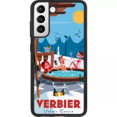 Coque Samsung Galaxy S21 FE 5G - Silicone rigide noir Verbier Mountain Jacuzzi