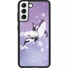 Coque Samsung Galaxy S21 FE 5G - Silicone rigide noir Whale in sparking stars