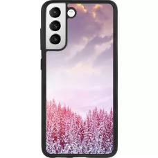 Coque Samsung Galaxy S21 FE 5G - Silicone rigide noir Winter 22 Pink Forest