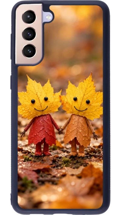 Coque Samsung Galaxy S21+ 5G - Silicone rigide noir Autumn 26 Couple of leaves