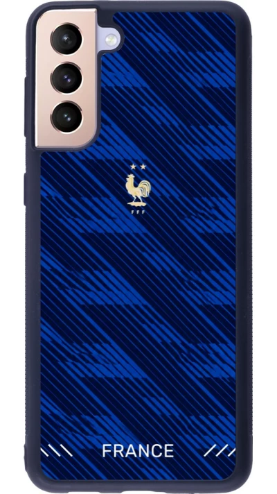Coque Samsung Galaxy S21+ 5G - Silicone rigide noir Maillot de football France 2026 personnalisable