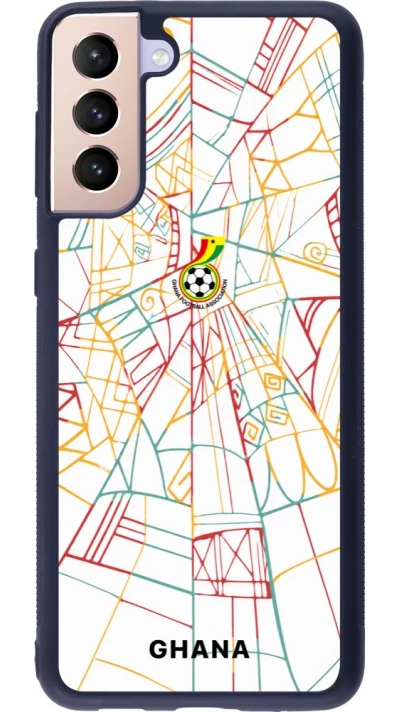 Coque Samsung Galaxy S21+ 5G - Silicone rigide noir Maillot de football Ghana 2026 personnalisable