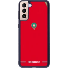 Coque Samsung Galaxy S21+ 5G - Silicone rigide noir Maillot de football Maroc 2026 personnalisable