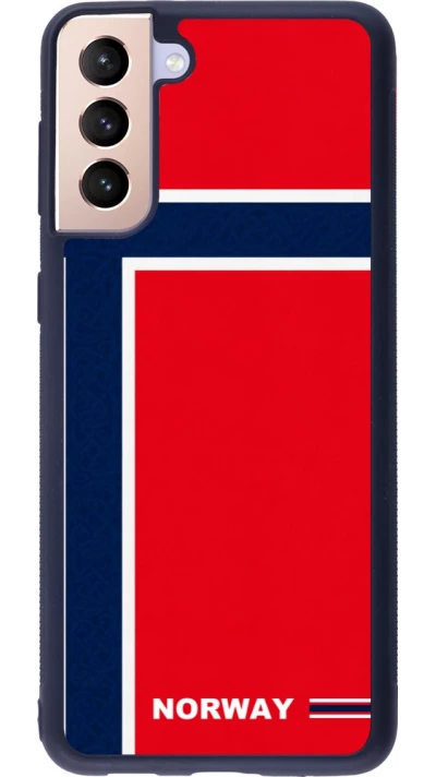Coque Samsung Galaxy S21+ 5G - Silicone rigide noir Maillot de football Norvège 2026 personnalisable