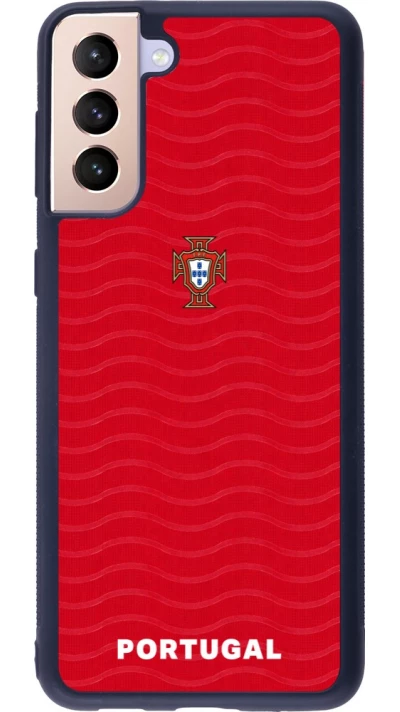 Coque Samsung Galaxy S21+ 5G - Silicone rigide noir Maillot de football Portugal 2026 personnalisable