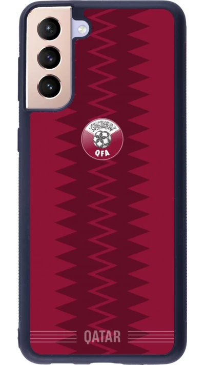 Coque Samsung Galaxy S21+ 5G - Silicone rigide noir Maillot de football Qatar 2026 personnalisable