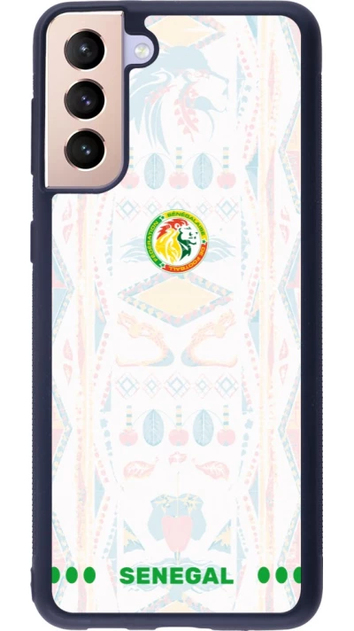 Coque Samsung Galaxy S21+ 5G - Silicone rigide noir Maillot de football Sénégal 2026 personnalisable