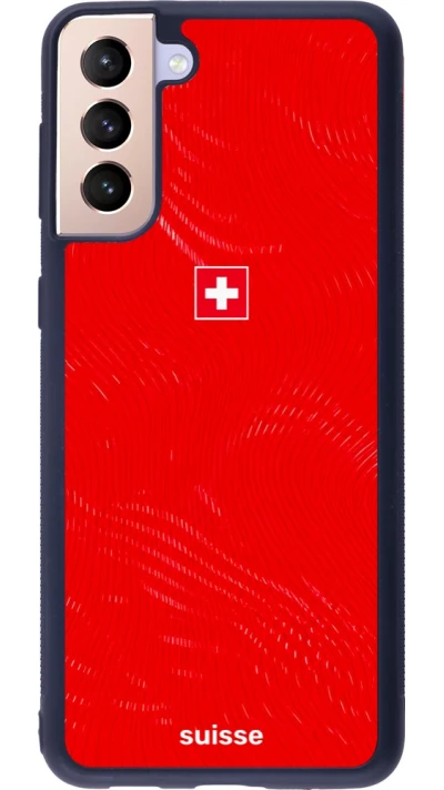 Coque Samsung Galaxy S21+ 5G - Silicone rigide noir Maillot de football Suisse 2026 personnalisable