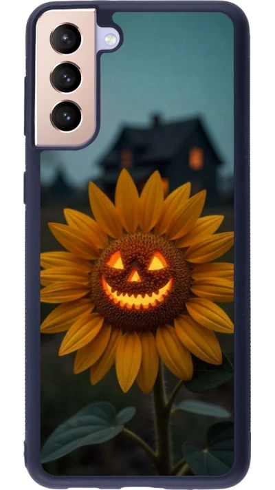 Coque Samsung Galaxy S21+ 5G - Silicone rigide noir Halloween 2026 Evil Sunflower
