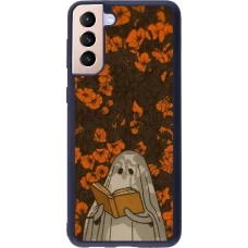Coque Samsung Galaxy S21+ 5G - Silicone rigide noir Halloween 2026 Ghost reading